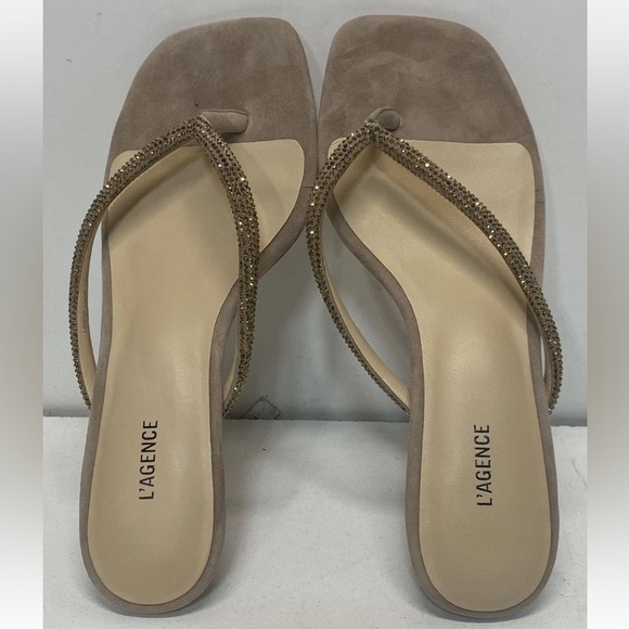 L'AGENCE Almond Nude Hortense Sandal 7.5 slippers - Picture 8 of 10
